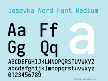 Iosevka Term Medium Nerd Font Complete 2.1.0; ttfautohint (v1.8.2) Font Sample