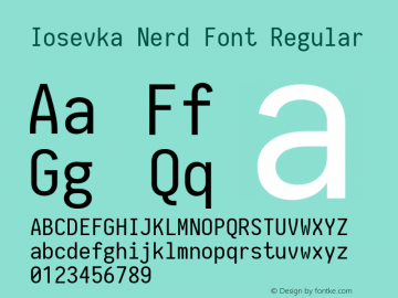 Iosevka Term Nerd Font Complete 2.1.0; ttfautohint (v1.8.2) Font Sample