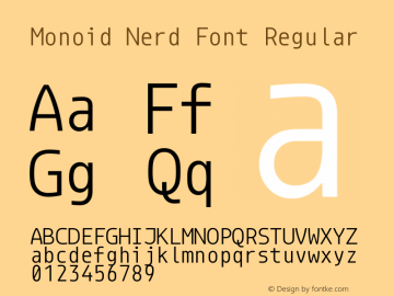 Monoid Regular Nerd Font Complete Version 0.61;Nerd Fonts 2.0. Font Sample