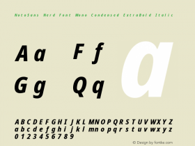 Noto Sans Condensed ExtraBold Italic Nerd Font Complete Mono Version 2.000;GOOG;noto-source:20170915:90ef993387c0; ttfautohint (v1.7)图片样张