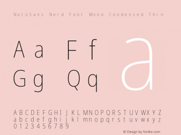 Noto Sans Condensed Thin Nerd Font Complete Mono Version 2.000;GOOG;noto-source:20170915:90ef993387c0; ttfautohint (v1.7)图片样张