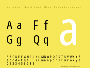 Noto Sans ExtraCondensed Nerd Font Complete Mono Version 2.000;GOOG;noto-source:20170915:90ef993387c0; ttfautohint (v1.7)图片样张