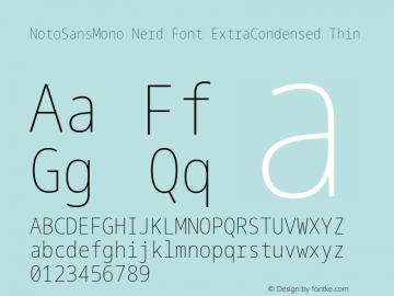 Noto Sans Mono ExtraCondensed Thin Nerd Font Complete Version 2.000;GOOG;noto-source:20170915:90ef993387c0; ttfautohint (v1.7) Font Sample