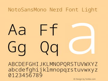Noto Sans Mono Light Nerd Font Complete Version 2.000;GOOG;noto-source:20170915:90ef993387c0; ttfautohint (v1.7) Font Sample
