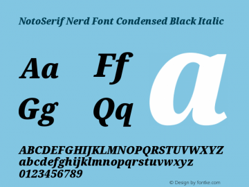 Noto Serif Condensed Black Italic Nerd Font Complete Version 2.000;GOOG;noto-source:20170915:90ef993387c0; ttfautohint (v1.7)图片样张