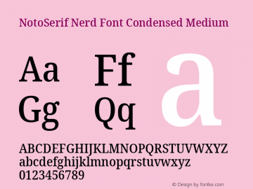 Noto Serif Condensed Medium Nerd Font Complete Version 2.000;GOOG;noto-source:20170915:90ef993387c0; ttfautohint (v1.7) Font Sample