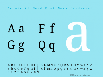 Noto Serif Condensed Nerd Font Complete Mono Version 2.000;GOOG;noto-source:20170915:90ef993387c0; ttfautohint (v1.7)图片样张