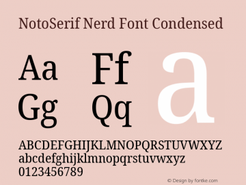 Noto Serif Condensed Nerd Font Complete Version 2.000;GOOG;noto-source:20170915:90ef993387c0; ttfautohint (v1.7)图片样张