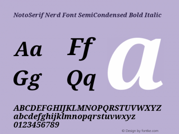Noto Serif SemiCondensed Bold Italic Nerd Font Complete Version 2.000;GOOG;noto-source:20170915:90ef993387c0; ttfautohint (v1.7)图片样张