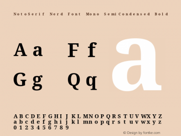Noto Serif SemiCondensed Bold Nerd Font Complete Mono Version 2.000;GOOG;noto-source:20170915:90ef993387c0; ttfautohint (v1.7)图片样张