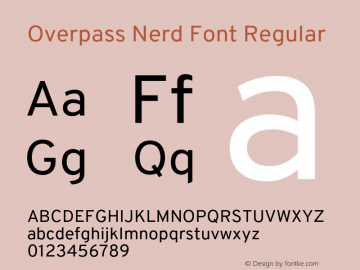 Overpass Regular Nerd Font Complete Version 3.000;DELV;Overpass图片样张