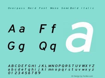 Overpass SemiBold Italic Nerd Font Complete Mono Version 3.000;DELV;Overpass图片样张