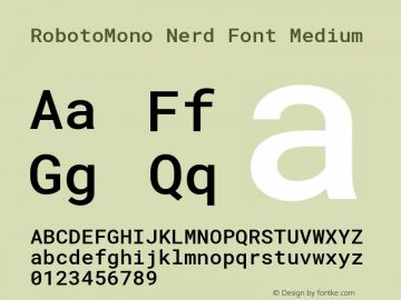Roboto Mono Medium Nerd Font Complete Version 2.000986; 2015; ttfautohint (v1.3) Font Sample
