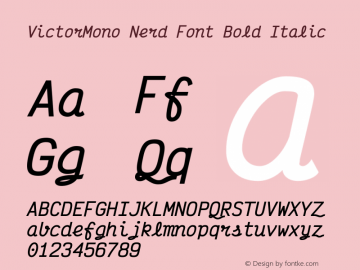 Victor Mono Bold Italic Nerd Font Complete Version 1.121图片样张