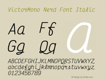 Victor Mono Italic Nerd Font Complete Version 1.121图片样张