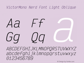 Victor Mono Light Oblique Nerd Font Complete Version 1.121图片样张