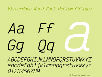 Victor Mono Medium Oblique Nerd Font Complete Version 1.121图片样张