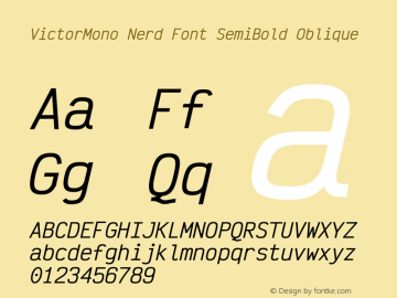 Victor Mono SemiBold Oblique Nerd Font Complete Version 1.121图片样张