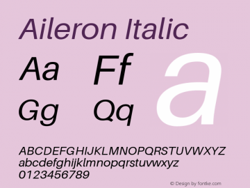 Aileron Italic Version 1.102;PS 001.102;hotconv 1.0.70;makeotf.lib2.5.58329图片样张
