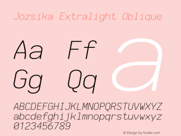 Jozsika Extralight Oblique 2.1.0 Font Sample