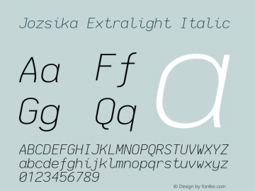 Jozsika Extralight Italic 2.1.0 Font Sample