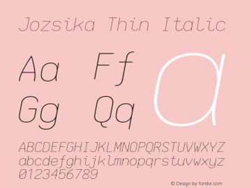 Jozsika Thin Italic 2.1.0 Font Sample