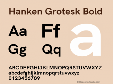 Hanken Grotesk Bold Version 2.410 Font Sample