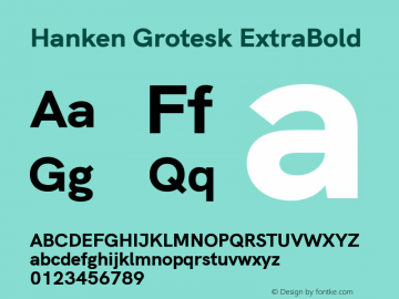Hanken Grotesk ExtraBold Version 2.410 Font Sample