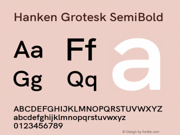 Hanken Grotesk SemiBold Version 2.410 Font Sample