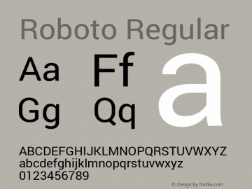 Roboto Regular Version 1.100141; 2013 Font Sample