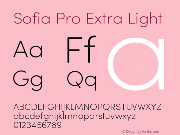 Sofia Pro ExtraLight Version 2.000 Font Sample