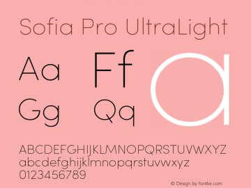 Sofia Pro UltraLight Version 2.000 Font Sample