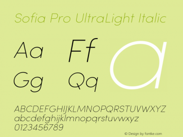 Sofia Pro UltraLight Italic Version 2.000 Font Sample