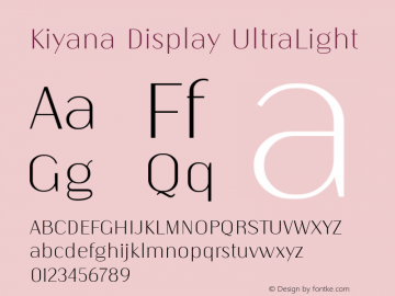 Kiyana Display UltraLight Version 1.000;hotconv 1.0.109;makeotfexe 2.5.65596图片样张