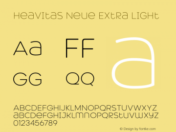 Heavitas Neue Extra Light Version 1.000;hotconv 1.0.109;makeotfexe 2.5.65596 Font Sample