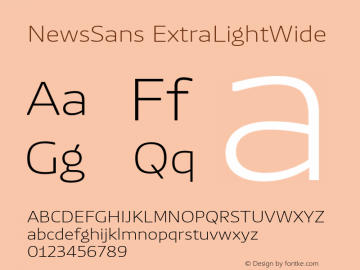 NewsSans ExtraLightWide Version 1.000 Font Sample