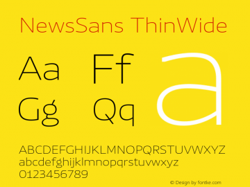 NewsSans ThinWide Version 1.000 Font Sample