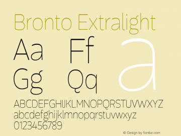 Bronto Extralight Version 1.001;PS 001.001;hotconv 1.0.70;makeotf.lib2.5.58329图片样张