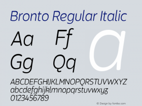 Bronto Regular Italic Version 1.001;PS 001.001;hotconv 1.0.70;makeotf.lib2.5.58329 Font Sample