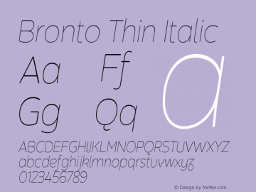 Bronto Thin Italic Version 1.001;PS 001.001;hotconv 1.0.70;makeotf.lib2.5.58329图片样张