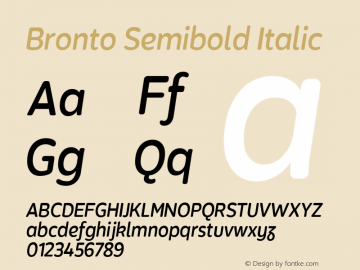 Bronto Semibold Italic Version 1.001;PS 001.001;hotconv 1.0.70;makeotf.lib2.5.58329图片样张