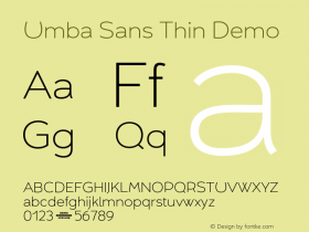 Umba Sans Thin Demo Version 3.050;PS 003.050;hotconv 1.0.88;makeotf.lib2.5.64775图片样张