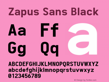 Zapus Sans Black Version 1.00;November 15, 2019;FontCreator 12.0.0.2547 64-bit Font Sample