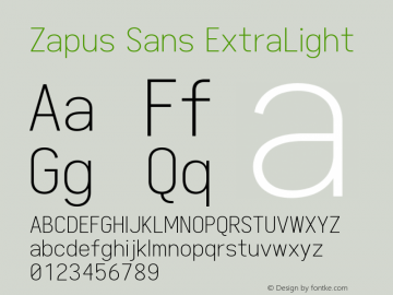 Zapus Sans ExtraLight Version 1.00;November 15, 2019;FontCreator 12.0.0.2547 64-bit Font Sample
