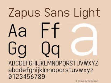 Zapus Sans Light Version 1.00;November 15, 2019;FontCreator 12.0.0.2547 64-bit Font Sample