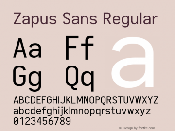 Zapus Sans Version 1.00;November 15, 2019;FontCreator 12.0.0.2547 64-bit图片样张