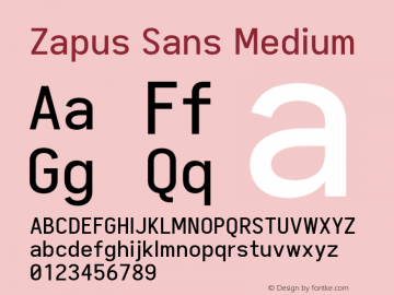 Zapus Sans Medium Version 1.00;November 15, 2019;FontCreator 12.0.0.2547 64-bit Font Sample