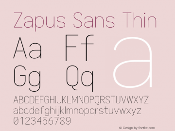 Zapus Sans Thin Version 1.00;November 15, 2019;FontCreator 12.0.0.2547 64-bit Font Sample
