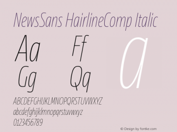 NewsSans HairlineComp Italic Version 1.000 Font Sample