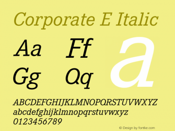 Corporate E Italic Version 1.00图片样张